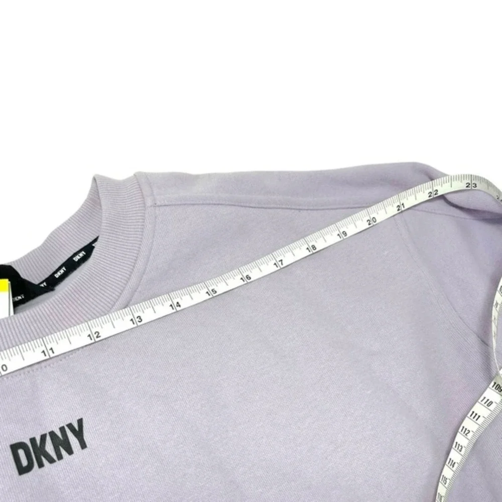 NEW DKNY Medium‎ Purple Sweatshirt Crew Neck Logo Pullover Athleisure Sporty